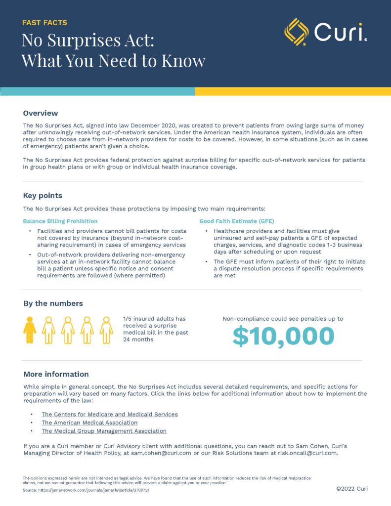 No Surprises Act: What You Need to Know - Curi